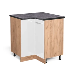Eckunterschrank R-Line Weiß Hochglanz 75.6 cm , AP Anthrazit Vicco