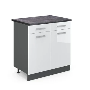 Küchenunterschrank R-Line Weiß Hochglanz 80 cm , AP Anthrazit Vicco