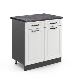 Køkkenskab R-Line Hvid landhus 80 cm , BP Antracit Vicco