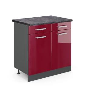 Szafka dolna do kuchni R-Line Czerwony połysk 80 cm , BP Antracyt Vicco