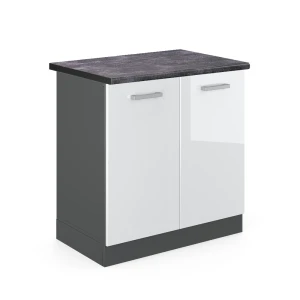 Spülenunterschrank R-Line Weiß Hochglanz 80 cm , AP Anthrazit Vicco