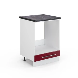Komfurindbygningsskab Fame-Line Bordeaux rød højglans 60 cm , BP Antracit Vicco