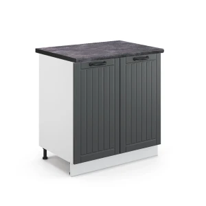 Spülenunterschrank Fame-Line Anthrazit Landhaus 80 cm , AP Anthrazit livinity®