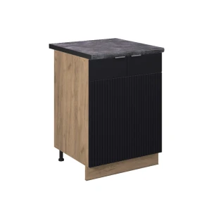 Küchenunterschrank Fame-Line Schwarz gestreift 60 cm , AP Anthrazit Vicco
