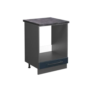 Herdumbauschrank Fame-Line Dunkelblau Hochglanz 60 cm , AP Anthrazit Vicco