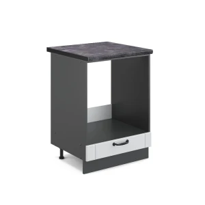 Komfurindbygningsskab Fame-Line Hvid landhus 60 cm , BP Antracit Vicco