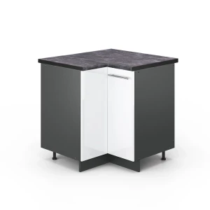Hjørneskab Fame-Line Hvid højglans 80.5 cm , BP Antracit Vicco