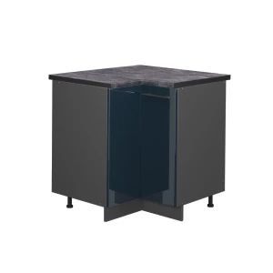 Eckunterschrank Fame-Line Dunkelblau Hochglanz 80.5 cm , AP Anthrazit Vicco