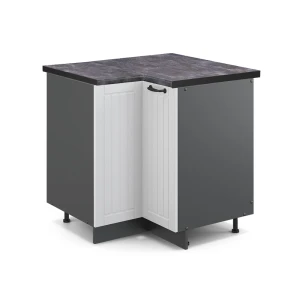 Eckunterschrank Fame-Line Weiß Landhaus 80.5 cm , AP Anthrazit livinity®