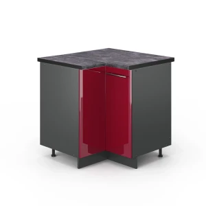 Meuble d'angle Fame-Line Rouge bordeaux Haute brillance 80.5cm , PT Anthracite Vicco