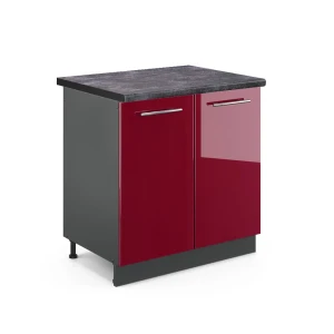Vaskeskab Fame-Line Bordeaux rød højglans 80 cm , BP Antracit Vicco