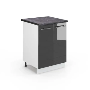 Armário baixo de cozinha Fame-Line Antracite alto brilho 60 cm , AP Antracite Vicco