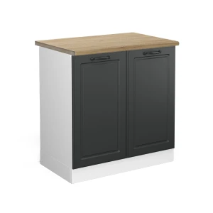 Spülenunterschrank R-Line Anthrazit Landhaus 80 cm , AP Eiche Vicco