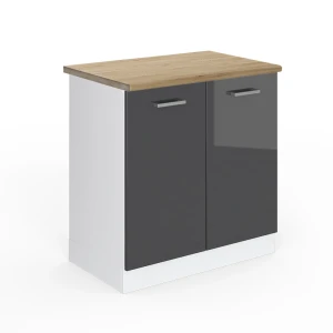 Szafka pod zlew R-Line Antracyt wysoki połysk 80 cm , BP Dąb Vicco