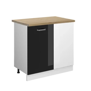 Hoekkast R-Line Zwart hoogglans 86 cm , WB Eik Vicco