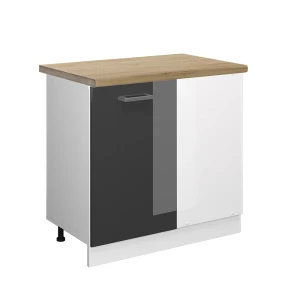 Eckunterschrank R-Line Anthrazit Hochglanz 86 cm , AP Eiche Vicco
