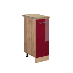 Apothekerschrank R-Line Rot Hochglanz 30 cm , AP Eiche Vicco