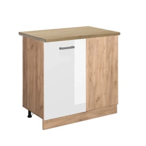 Hoekkast R-Line Wit Hoogglans 86 cm , WB Eik Vicco