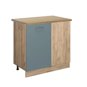 Eckunterschrank R-Line Blau-Grau 86 cm , AP Eiche livinity®