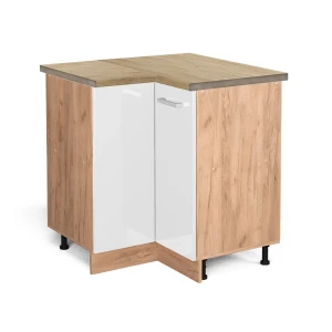 Meuble d'angle R-Line Blanc Haute brillance 75.6cm , PT Chêne Vicco