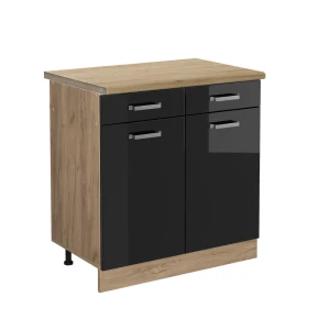 Køkkenskab R-Line Sort højglans 80 cm , BP Eg Vicco