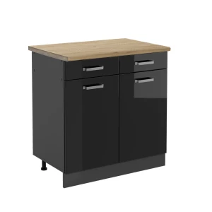 Szafka dolna do kuchni R-Line Czarny wysoki połysk 80 cm , BP Dąb Vicco