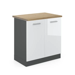 Szafka pod zlew R-Line Biały wysoki połysk 80 cm , BP Dąb Vicco