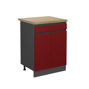 Szafka dolna do kuchni R-Line Czerwony 60 cm  J-Shape, BP Dąb Vicco