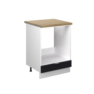 Herdumbauschrank Fame-Line Schwarz gestreift 60 cm , AP Eiche Vicco