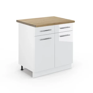 Køkkenskab Fame-Line Hvid højglans 80 cm , BP Eg Vicco