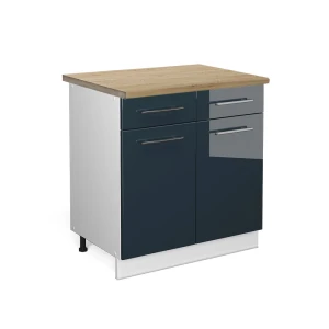 Keittiön alakaappi Fame-Line Tummansininen korkeakiilto 80 cm , AP Oak Vicco