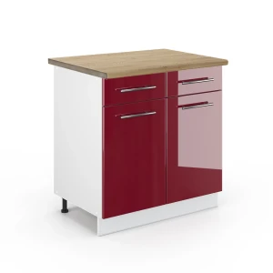 Køkkenskab Fame-Line Bordeaux rød højglans 80 cm , BP Eg Vicco