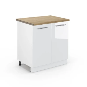 Szafka pod zlew Fame-Line Biały wysoki połysk 80 cm , BP Dąb Vicco