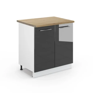 Spülenunterschrank Fame-Line Anthrazit Hochglanz 80 cm , AP Eiche Vicco