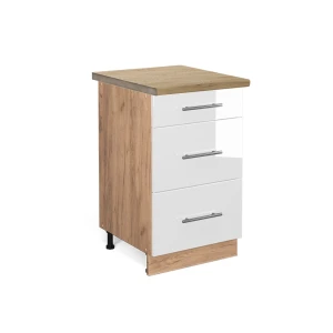 Kitchen base cabinet Fame-Line White High Gloss 50 cm , WT Oak Vicco