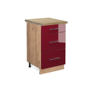 Køkkenskab Fame-Line Bordeaux rød højglans 50 cm , BP Eg Vicco