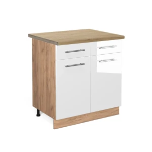 Køkkenskab Fame-Line Hvid højglans 80 cm , BP Eg Vicco