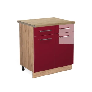 Køkkenskab Fame-Line Bordeaux rød højglans 80 cm , BP Eg Vicco