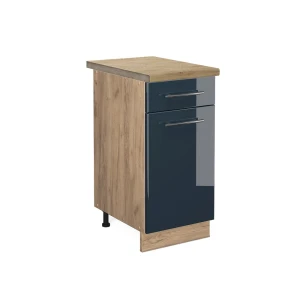 Armário baixo de cozinha Fame-Line Azul escuro alto brilho 40 cm , AP Carvalho Vicco