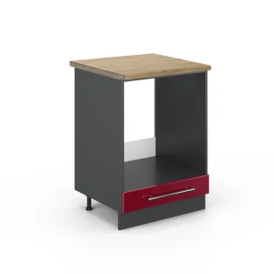 Komfurindbygningsskab Fame-Line Bordeaux rød højglans 60 cm , BP Eg Vicco