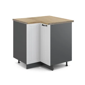 Eckunterschrank Fame-Line Weiß Landhaus 80.5 cm , AP Eiche livinity®