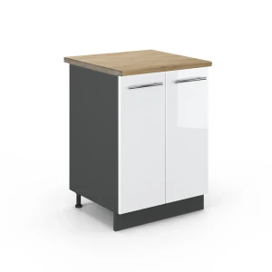 Køkkenskab Fame-Line Hvid højglans 60 cm , BP Eg Vicco