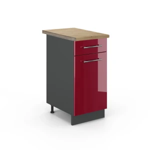 Køkkenskab Fame-Line Bordeaux rød højglans 40 cm , BP Eg Vicco