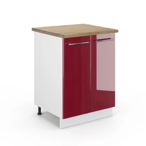 Armário baixo de cozinha Fame-Line Bordeaux alto brilho 60 cm , AP Carvalho Vicco