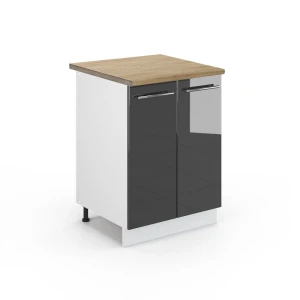 Küchenunterschrank Fame-Line Anthrazit Hochglanz 60 cm , AP Eiche Vicco