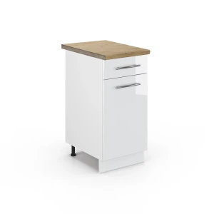 Køkkenskab Fame-Line Hvid højglans 40 cm , BP Eg Vicco