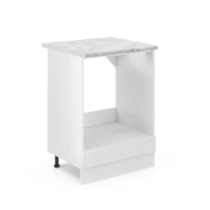 Komfurindbygningsskab R-Line Hvid landhus 60 cm , BP Marmor Vicco