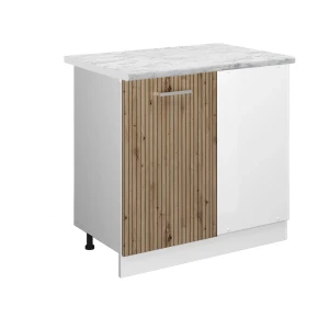 Eckunterschrank R-Line Artisan-Eiche 86 cm , AP Marmor Vicco