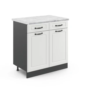 Køkkenskab R-Line Hvid landhus 80 cm , BP Marmor Vicco