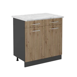 Szafka dolna do kuchni R-Line Dąb rzemieślniczy 80 cm , BP Marmur Vicco